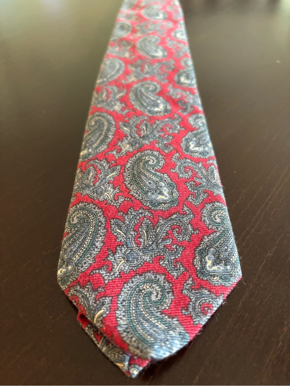 Vintage Welch Margetson Paisley Tie Made in England Red Green Luxury Wool Blend